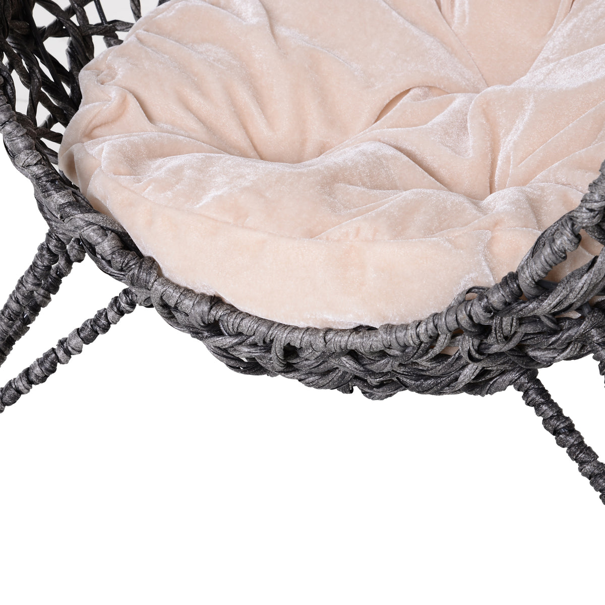 Panier chat lit surélevé chat cosy niche grotte Ø 52 x 58H cm coussin moelleux inclus résine tressée imitation-7