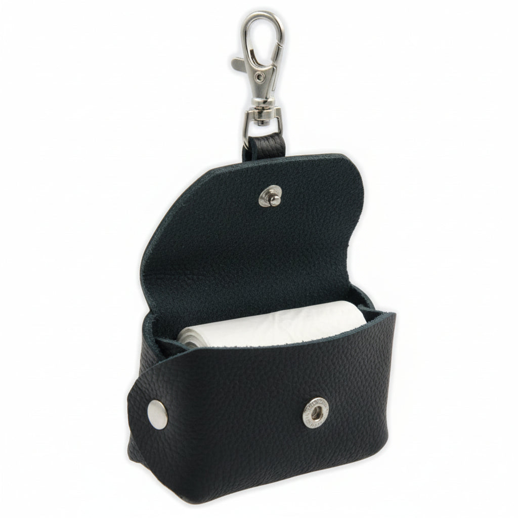 Leather Dog Waste Bag Dispenser Bellissima – Black