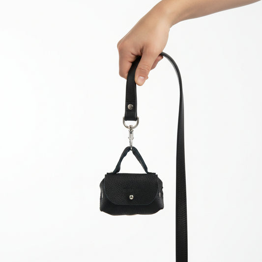 Leather Dog Waste Bag Dispenser Bellissima – Black